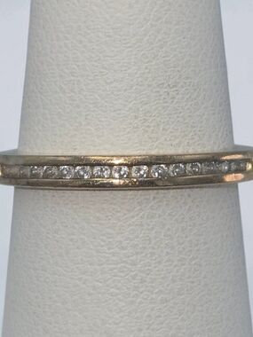 Gold Vermile Over Sterling Silver 925 CZ Channel Band Ring Size 7 Stackable